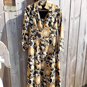 Vintage Hostess Dress by Genet of Tokyo Japan Retro Floral 60s 70s Designer